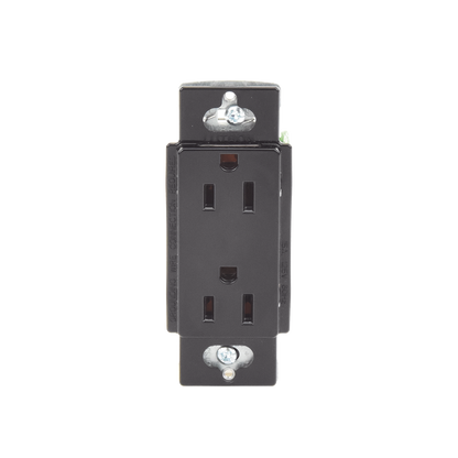 Tomacorriente, receptaculo convencional 120V, 15A, color negro.