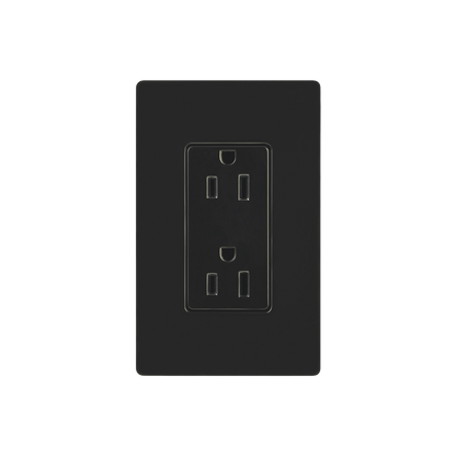 Tomacorriente, receptaculo convencional 120V, 15A, color negro.