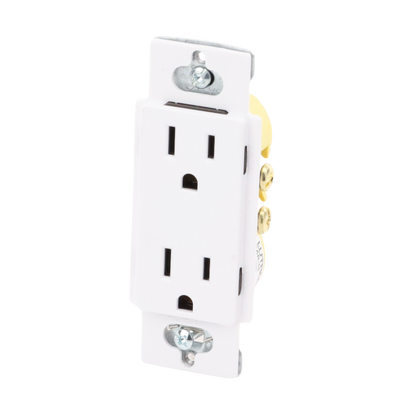 Tomacorriente receptáculo convencional  120V, 15A, color blanco.