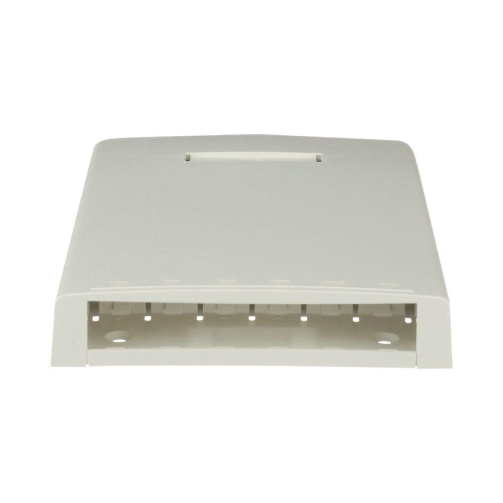Caja de Montaje en Superficie, con Accesorio para Resguardo de Fibra Óptica, para 6 Módulos Mini-Com, Color Blanco Mate