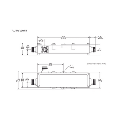 Acoplador direccional 5dB 575-2700MHz 300W - 161 dBc 4.3 - 10 IP67