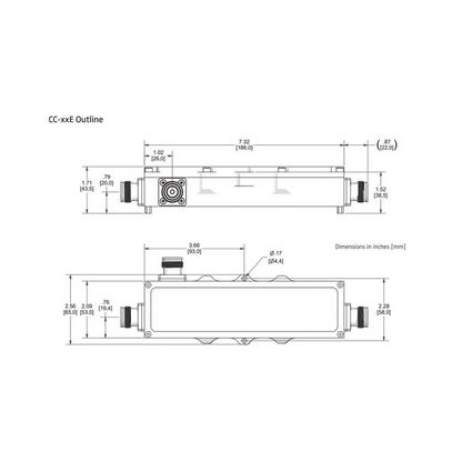 Acoplador direccional 6dB 575-2700MHz 300W - 161 dBc 4.3 - 10 IP67