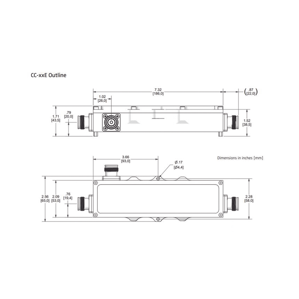 Acoplador direccional 15dB 575-2700MHz 300W - 161 dBc 4.3 - 10 IP67