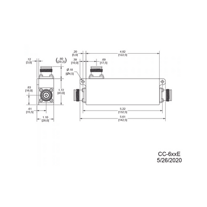 Acoplador direccional 10dB 617-5925MHz 300W-161dBc 4.3-10 IP67