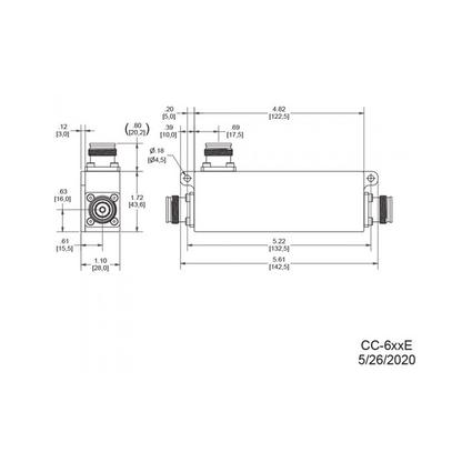 Acoplador direccional 13dB 617-5925MHz 300W-161dBc 4.3-10 IP67