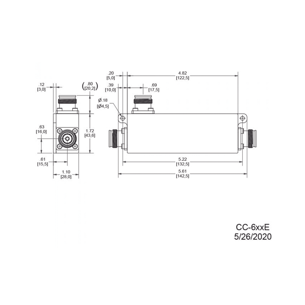 Acoplador direccional 15dB 617-5925MHz 300W-161dBc 4.3-10 IP67