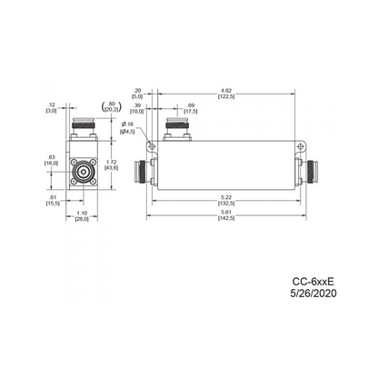 Acoplador direccional 15dB 617-5925MHz 300W-161dBc 4.3-10 IP67
