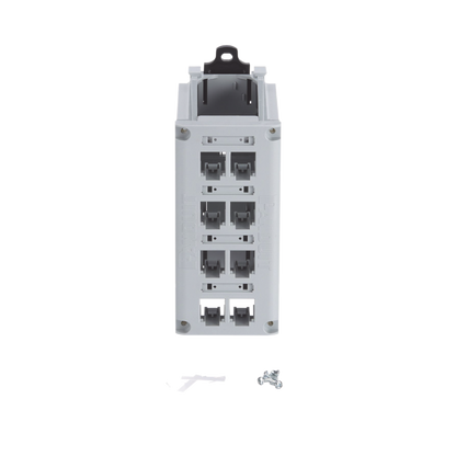 Panel de Parcheo Modular para Cobre, Blindado, de Instalación en Riel DIN Estándar de 35 mm (1.38 pulgadas), 8 Puertos Mini-Com, Color Gris