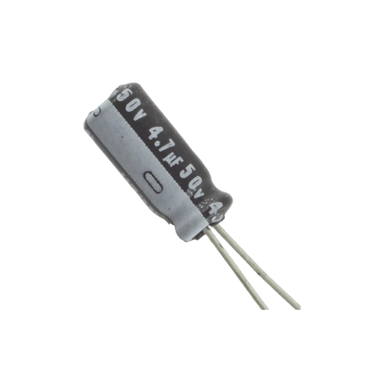 Capacitor ElectrolÃ­tico de Aluminio, Radial de 4.7 ÂµFd, 50 Vcc, 105 Â°C, 5 x 11.7 mm.