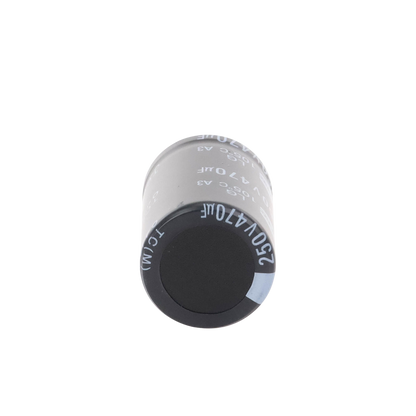 Capacitor Electrolítico de Aluminio, Radial de 470 µFd, 250 Vcc, 105 °C, 25 x 40 mm.