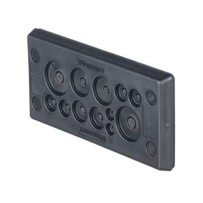 Pasacables Rectangular de Membrana, IP66, 3.39" x 1.42", 12 orificios, para Cables no Terminados. Color Negro