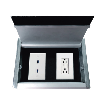 Caja Universal Vacía de 2 Módulos para Instalación en Escritorio (Voz, Datos, Video, Contactos Eléctricos), (No Incluye Accesorios)