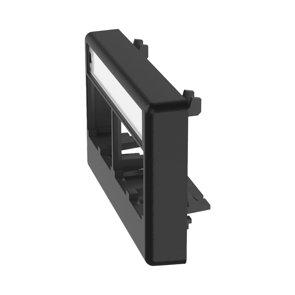 Placa de Mobiliario Modular Estándar, Salidas Para 4 Puertos Mini-Com, Con Espacio Para Etiquetas, Color Negro
