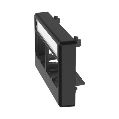 Placa de Mobiliario Modular Estándar, Salidas Para 4 Puertos Mini-Com, Con Espacio Para Etiquetas, Color Negro