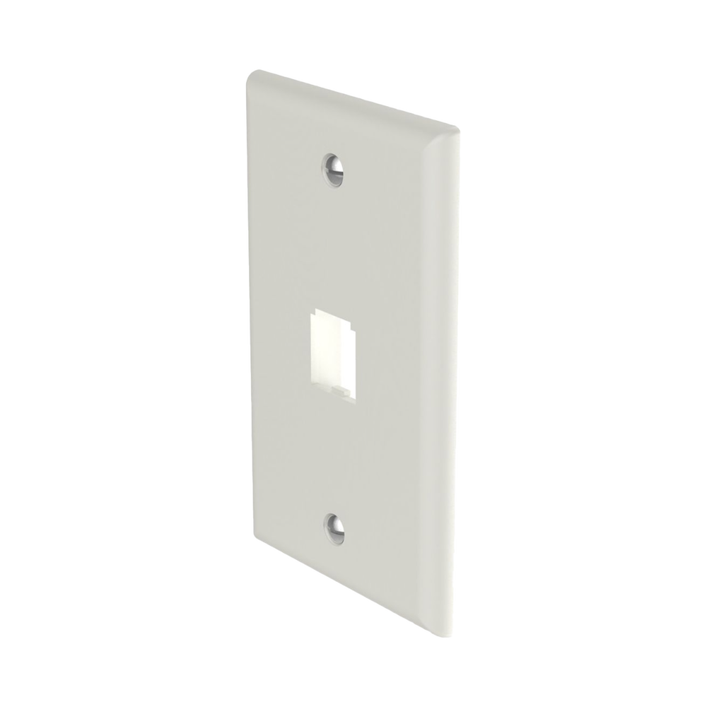 Placa de Pared Vertical Clásica, Salida Para 1 Puerto Mini-Com, Color Blanco Mate