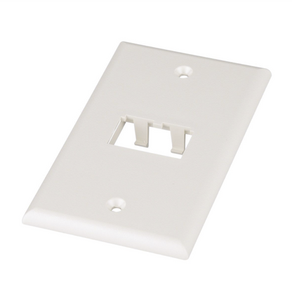 Placa de Pared Vertical Clásica, Salida Para 2 Puertos Mini-Com, Color Blanco Mate
