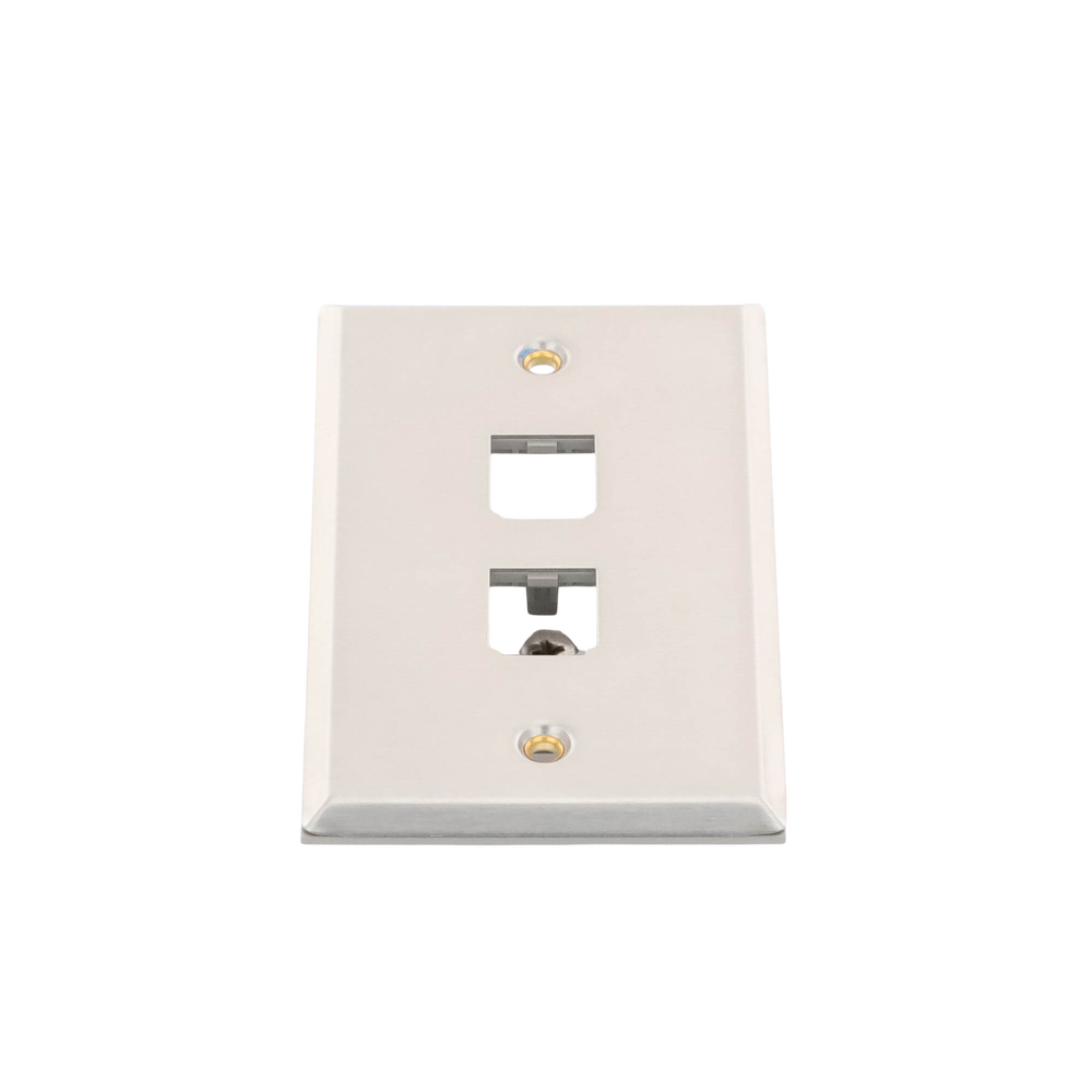 Placa de Pared Vertical, de Acero Inoxidable, Salida Para 2 Puertos Mini-Com