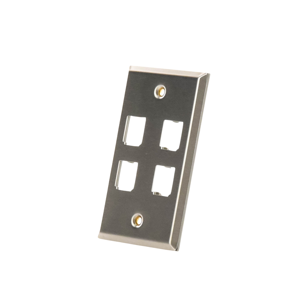 Placa de Pared Vertical, de Acero Inoxidable, Salida Para 4 Puertos Mini-Com