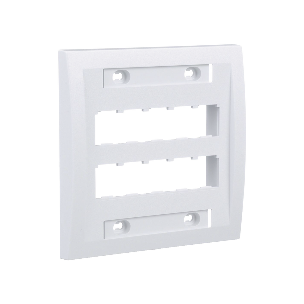 Placa de Pared Vertical Ejecutiva, Salida Para 10 Puertos Mini-Com, Con Espacios Para Etiquetas, Color Blanco