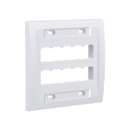 Placa de Pared Vertical Ejecutiva, Salida Para 10 Puertos Mini-Com, Con Espacios Para Etiquetas, Color Blanco