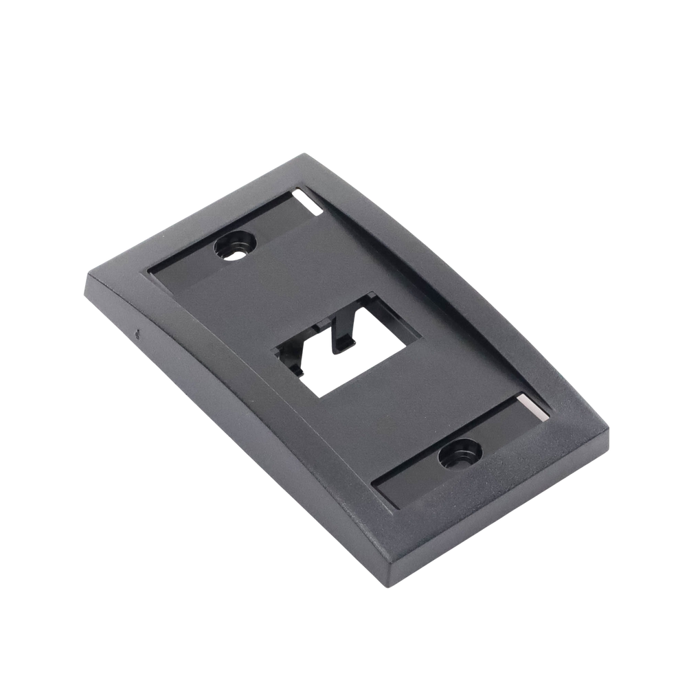 Placa de Pared Vertical Ejecutiva, Salida de 2 Puertos Mini-Com, Con Espacios Para Etiquetas, Color Negro