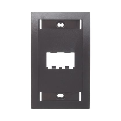 Placa de Pared Vertical Ejecutiva, Salida de 2 Puertos Mini-Com, Con Espacios Para Etiquetas, Color Negro