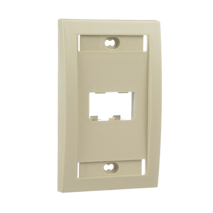Placa de Pared Vertical Ejecutiva, Salida Para 2 Puertos Mini-Com, Con Espacios Para Etiquetas, Color Marfil