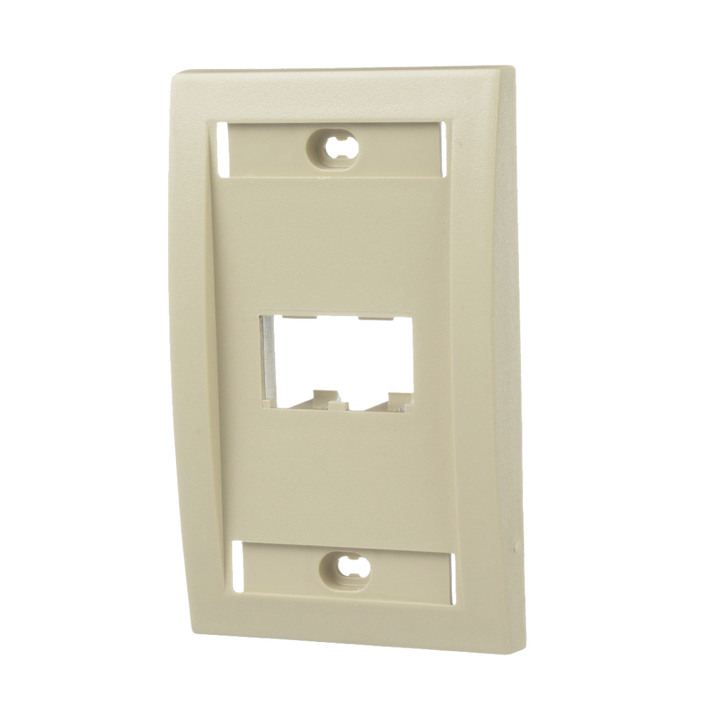 Placa de Pared Vertical Ejecutiva, Salida Para 2 Puertos Mini-Com, Con Espacios Para Etiquetas, Color Marfil