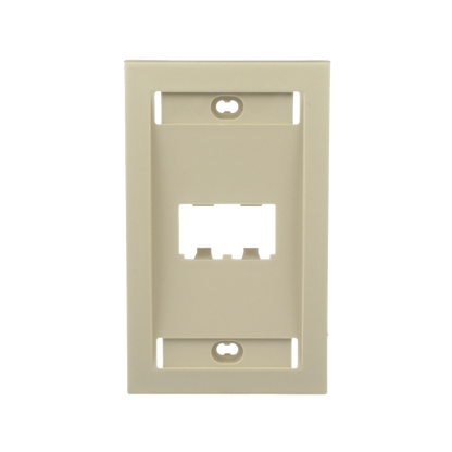 Placa de Pared Vertical Ejecutiva, Salida Para 2 Puertos Mini-Com, Con Espacios Para Etiquetas, Color Marfil