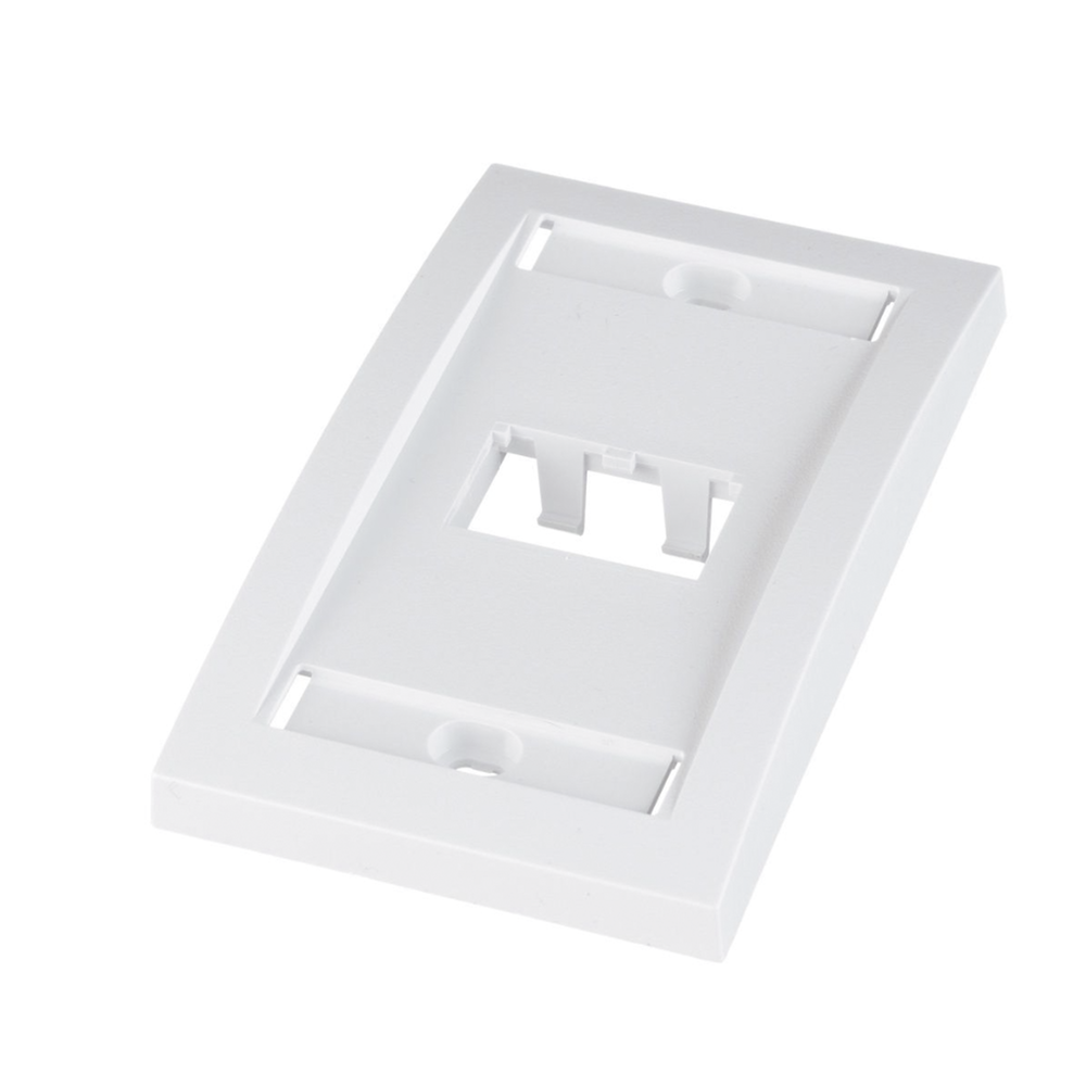 Placa de Pared Vertical Ejecutiva, Salida Para 2 Puertos Mini-Com, Con Espacios Para Etiquetas, Color Blanco