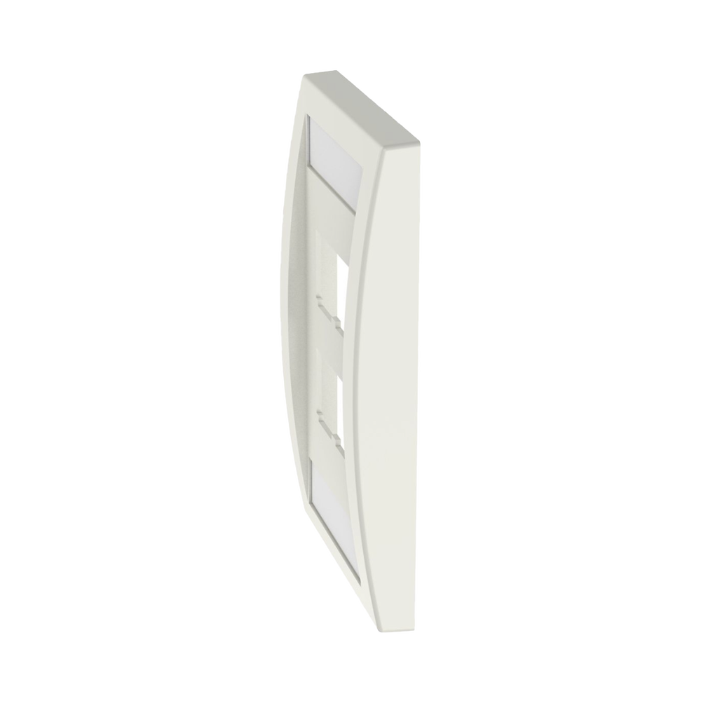 Placa de Pared Vertical Ejecutiva, Salida Para 4 Puertos Mini-Com, Con Espacios Para Etiquetas, Color Blanco Mate