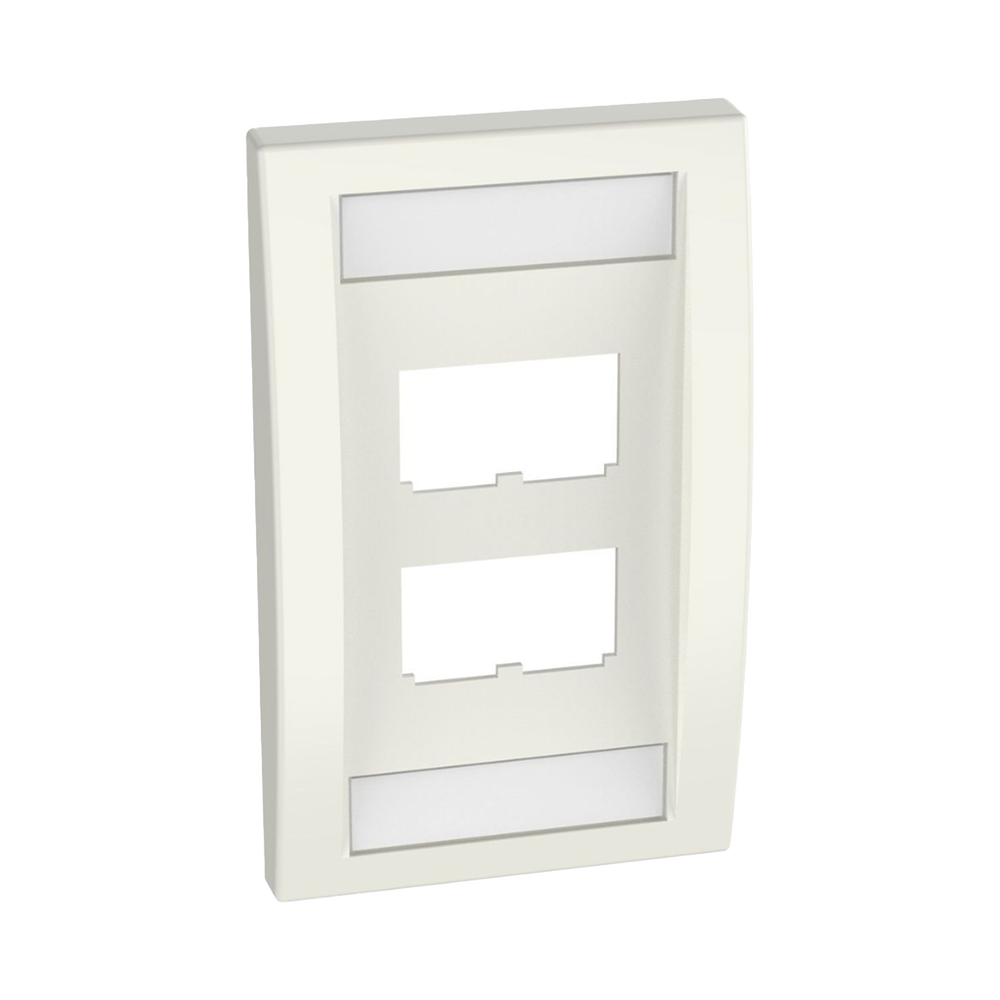 Placa de Pared Vertical Ejecutiva, Salida Para 4 Puertos Mini-Com, Con Espacios Para Etiquetas, Color Blanco Mate