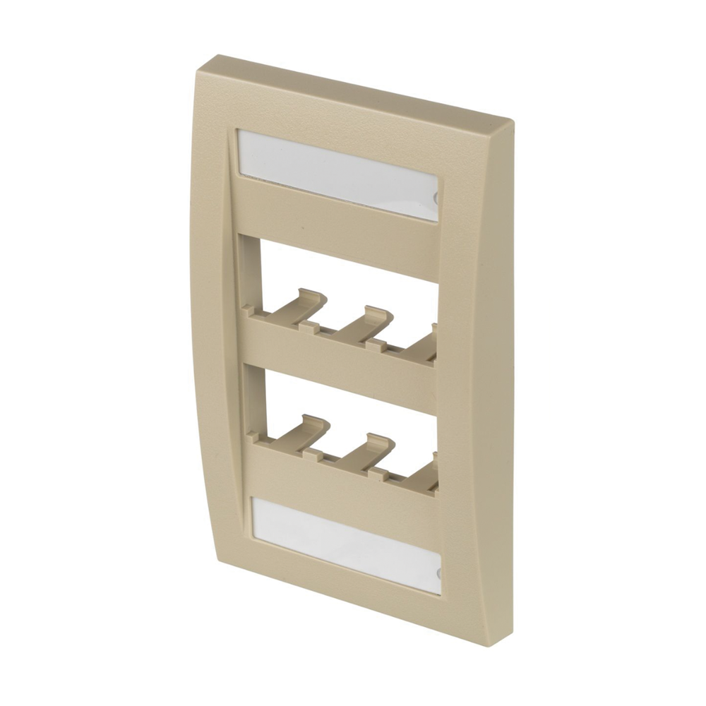 Placa de Pared Vertical Ejecutiva, Salida Para 6 Puertos Mini-Com, Con Espacios Para Etiquetas, Color Marfil