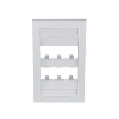 Placa de Pared Vertical Ejecutiva, Salida Para 6 Puertos Mini-Com, Con Espacios Para Etiquetas, Color Blanco