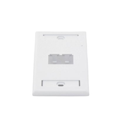 Placa de Pared Vertical Clásica, Salida Para 2 Puertos Mini-Com, Con Espacios Para Etiquetas, Color Blanco
