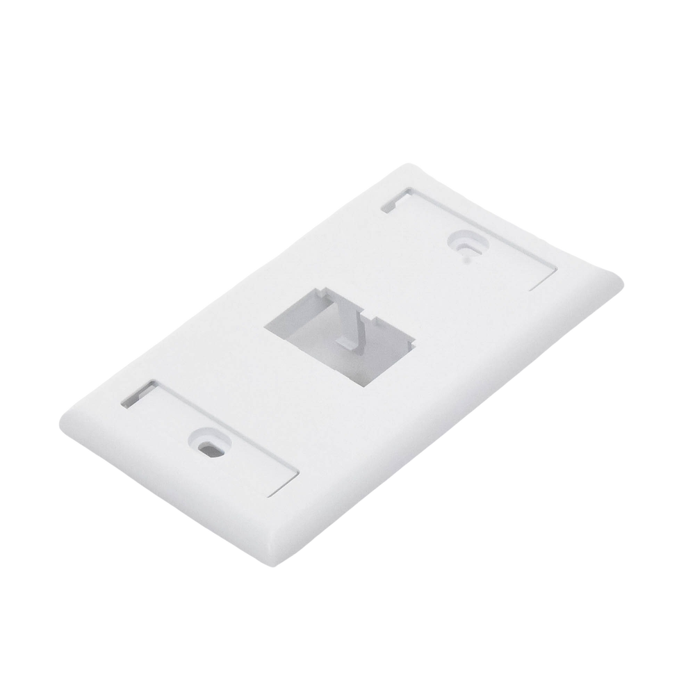 Placa de Pared Vertical Clásica, Salida Para 2 Puertos Mini-Com, Con Espacios Para Etiquetas, Color Blanco