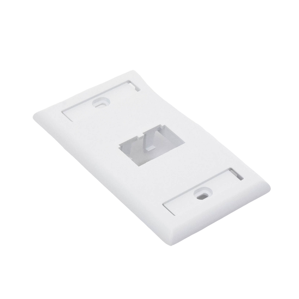 Placa de Pared Vertical Clásica, Salida Para 2 Puertos Mini-Com, Con Espacios Para Etiquetas, Color Blanco