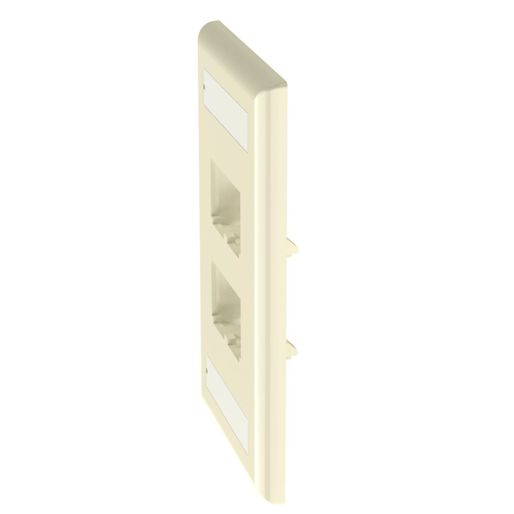 Placa de Pared Vertical Cl�sica, Salida Para 4 Puertos Mini-Com, Con Espacios Para Etiquetas, Color Marfil