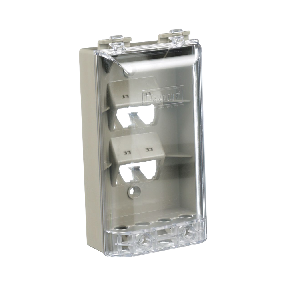Placa de Pared Vertical, Resistente al Agua con Protección IP56, Acepta 4 Módulos Mini-Com, Color Gris