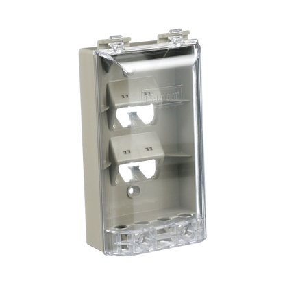 Placa de Pared Vertical, Resistente al Agua con Protección IP56, Acepta 4 Módulos Mini-Com, Color Gris