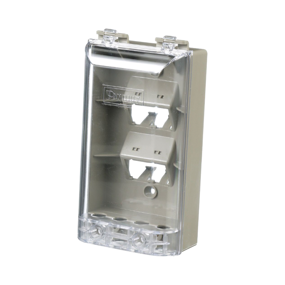 Placa de Pared Vertical, Resistente al Agua con Protección IP56, Acepta 4 Módulos Mini-Com, Color Gris