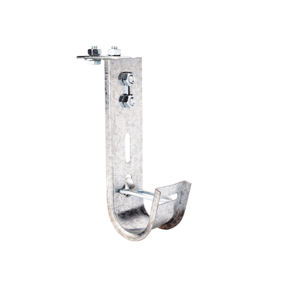 Soporte (Gancho) tipo J-Hook, hasta 14 cables Cat6, ideal para soportar cableado en los espacios de manipulación al aire, Para instalación en interior