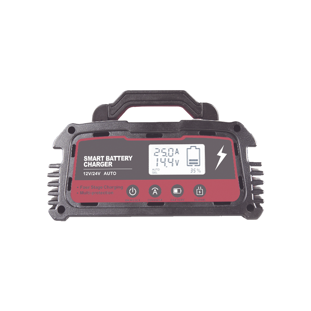Cargador de Baterías / 12 o 24 Vcc / hasta 250 Ah / 25 A / Display LCD