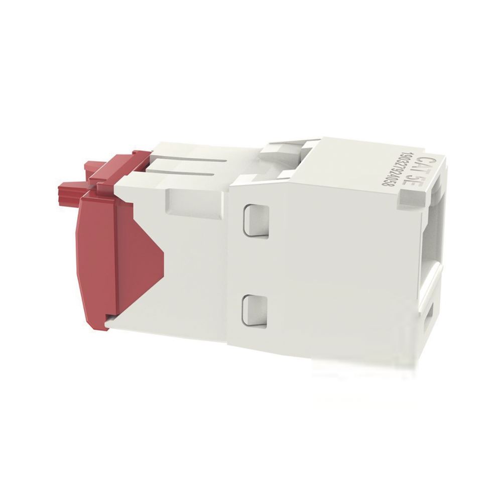 Conector Jack RJ45 Estilo TG, Mini-Com, Categoría 5e, de 8 Posiciones y 8 Cables, Color Blanco Mate