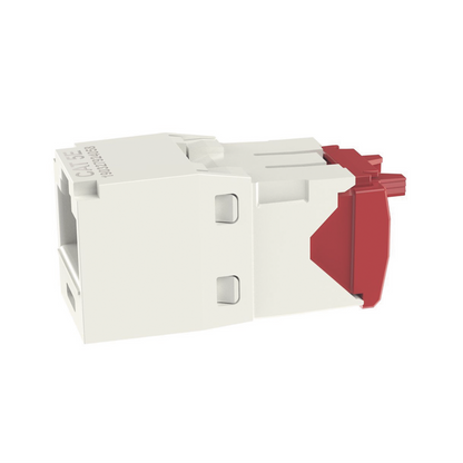 Conector Jack RJ45 Estilo TG, Mini-Com, Categoría 5e, de 8 Posiciones y 8 Cables, Color Blanco Mate