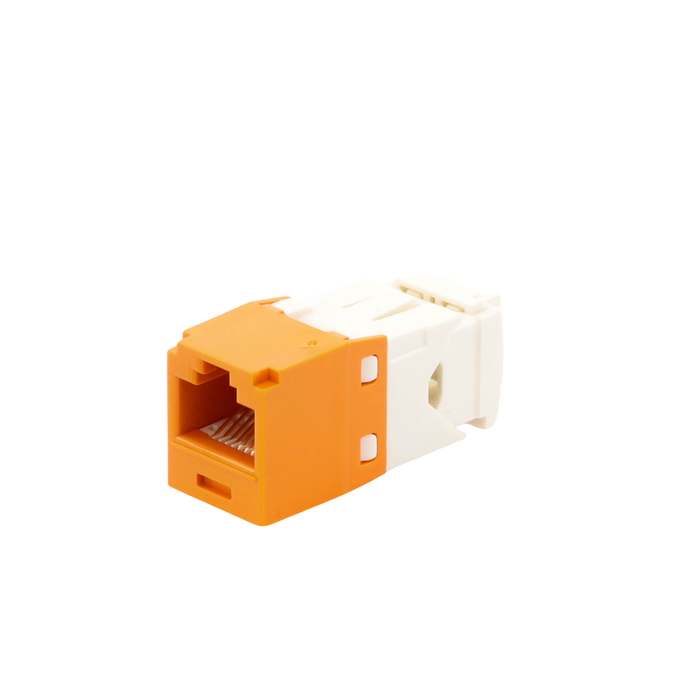 Conector Jack RJ45 Estilo TG, Mini-Com, Categoría 6, de 8 Posiciones y 8 Cables, Color Naranja