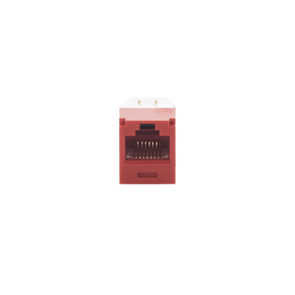Conector Jack RJ45 Estilo TG, Mini-Com, Categoría 6, de 8 Posiciones y 8 Cables, Color Rojo