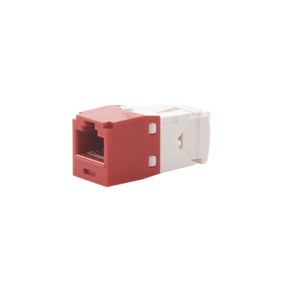 Conector Jack RJ45 Estilo TG, Mini-Com, Categoría 6, de 8 Posiciones y 8 Cables, Color Rojo
