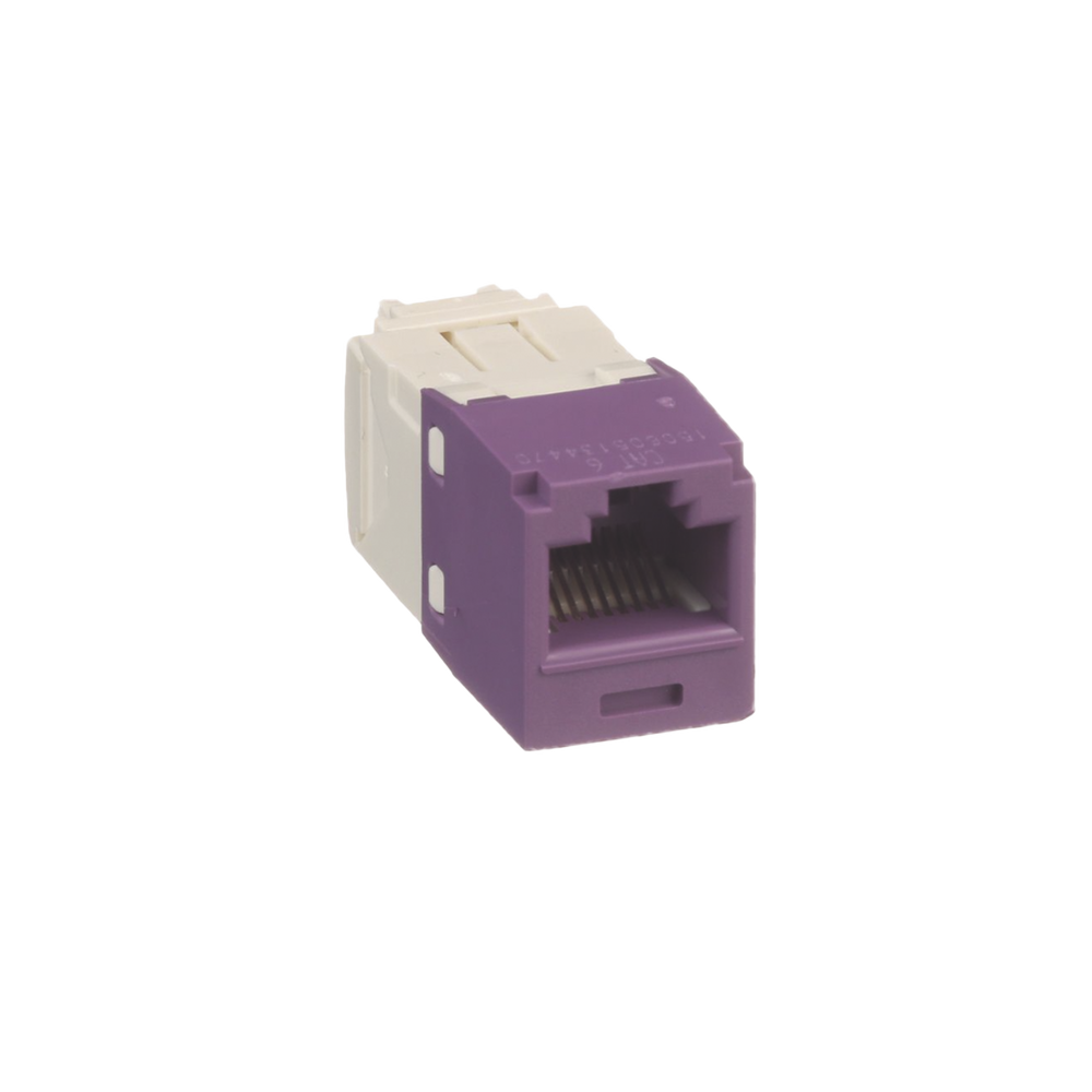 Conector Jack RJ45 Estilo TG, Mini-Com, Categoría 6, de 8 Posiciones y 8 Cables, Color Violeta