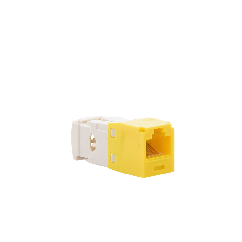 Conector Jack RJ45 Estilo TG, Mini-Com, Categoría 6, de 8 Posiciones y 8 Cables, Color Amarillo